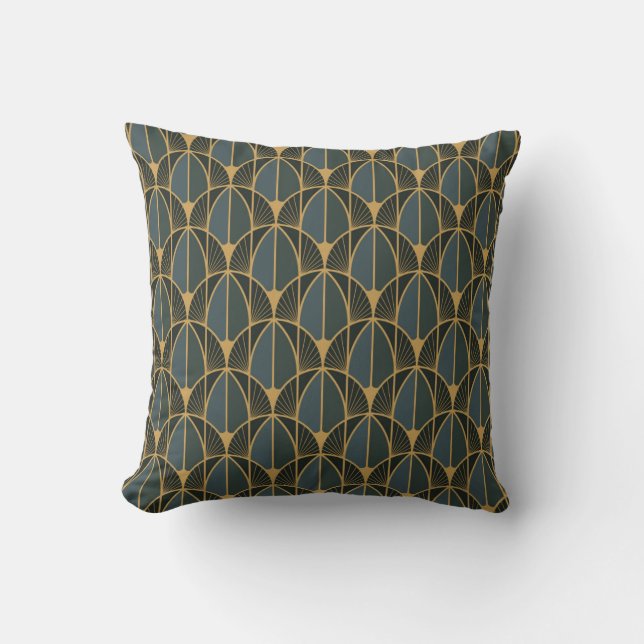 Art Deco pattern with gold geometric shapes Throw Cushion (Front)