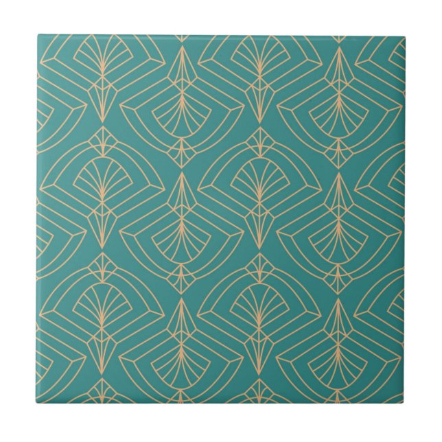 Art Deco pattern with gold geometric shapes  Tile (Front)