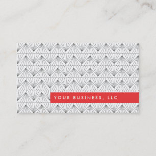 Art Deco Pattern with Red Bar Business Card Design