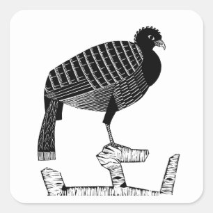 Art Deco Pauwie Bird animal wildlife Illustration Square Sticker