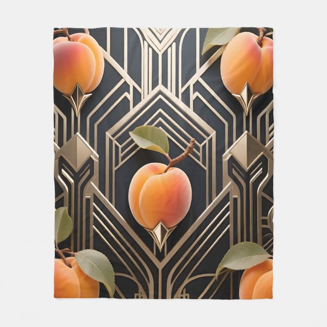 Art Deco Peach Pattern Fleece Blanket (Front)