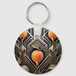 Art Deco Peach Pattern Key Ring