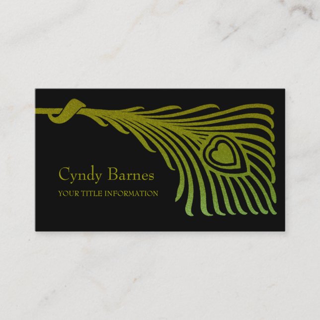 Art Deco Peacock Feather Business Card Set 1104 (Front)