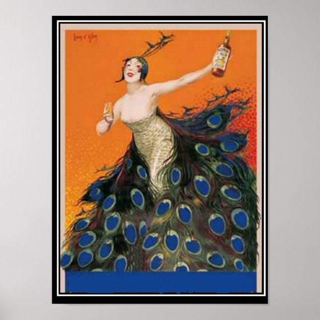 Art Deco peacock Girl  Vintage Poster (Front)