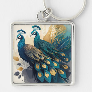 Art Deco Peacock Keychain
