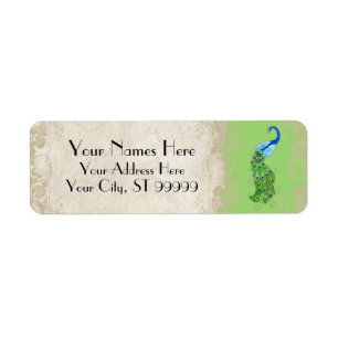 Art Deco Peacock Lime Green Matching Shipping