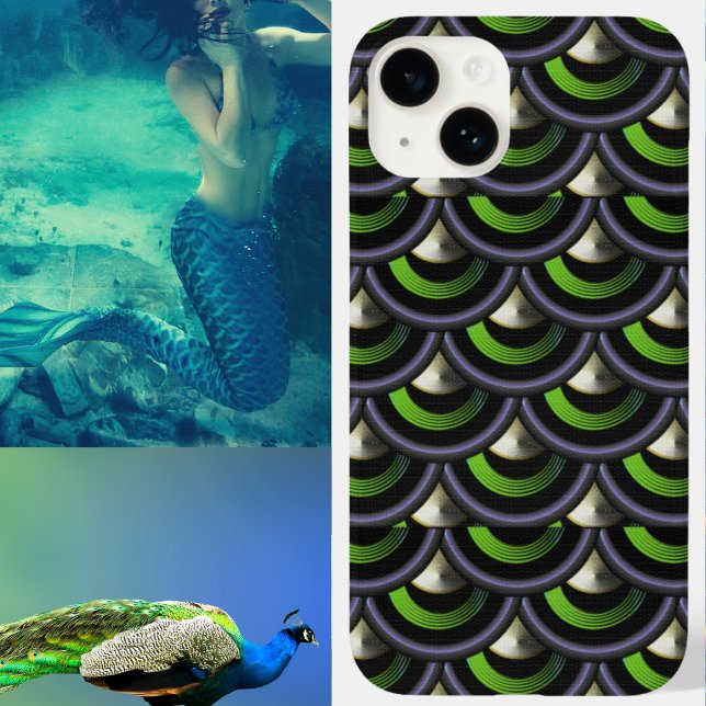 Art Deco Peacock Mermaid Fish Scales Case-Mate iPhone Case (Creator Uploaded)