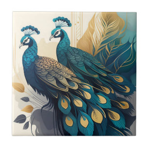 Art Deco Peacocks Tile