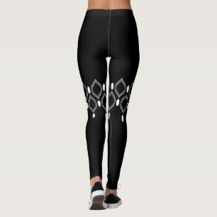 Art Deco Pearls Black And White Pattern Leggings