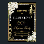 Art Deco Pearls White Floral Gatsby 20s Welcome Poster<br><div class="desc">Personalise this vintage art deco floral Great Gatsby roaring 20s theme welcome sign easily and quickly, simply press the customise it button to further re-arrange and format the style and placement of the text. Featuring a chic art deco frame, ivory white orchid and lily floral, sparkling pearls and black and...</div>