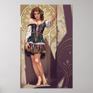 Art Deco - Peasant Girl Poster