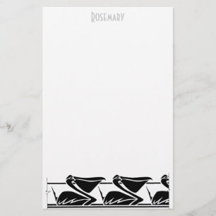 Art Deco Pelican stationery personalised