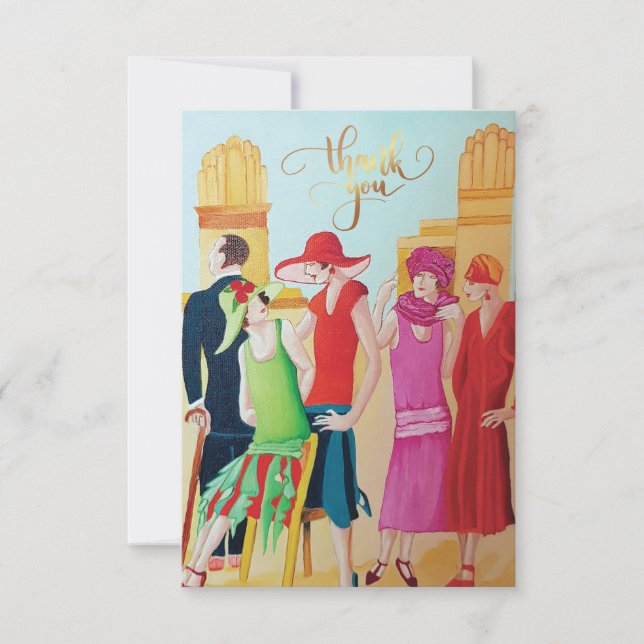 Art Deco People and Fashion Thank You Card (Front)