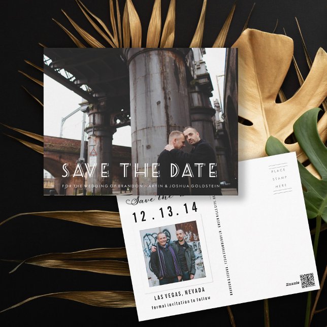 Art Deco photo save the date Postcard (Creator Uploaded)