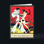 Art Deco Pierrot & Pierette Vintage Christmas Card<br><div class="desc">Personalise this lovely Vintage Christmas Card with your own greeting and signature. Inside left blank to add your own verse,  greeting etc. Just use the customise button to add printed version if required.</div>