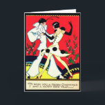 Art Deco Pierrot & Pierette Vintage Christmas Card<br><div class="desc">Personalise this lovely Vintage Christmas Card with your own greeting and signature. Inside left blank to add your own verse,  greeting etc. Just use the customise button to add printed version if required.</div>
