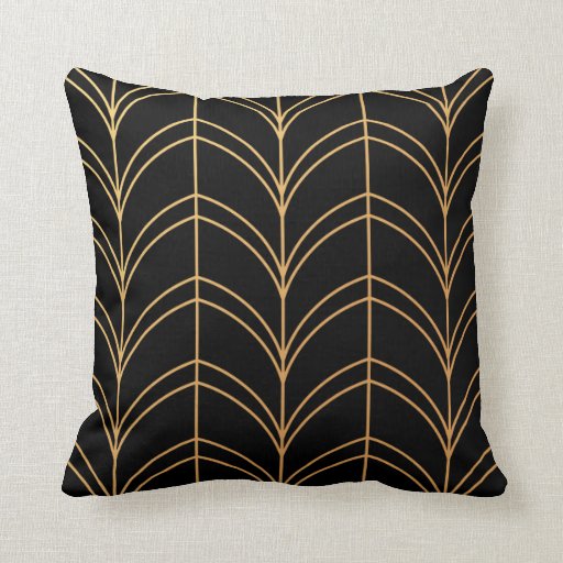 Image of Art Deco Pillow with Vintage Palmette Pattern