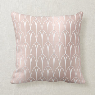 Art Deco Pink Blush White Delicate Geometry Scales Cushion