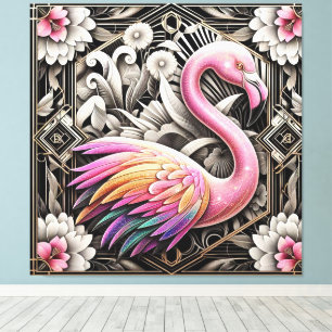 Art Deco Pink Flamingo Canvas Print