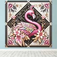 Art Deco Pink Flamingo Canvas Print