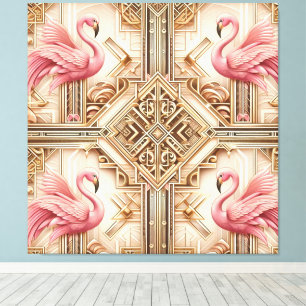 Art Deco Pink Flamingo Canvas Print