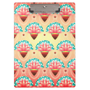 Art deco pink flower gold teal floral clipboard