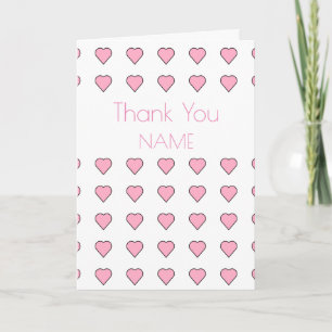 Art Deco Pink Hearts Pattern Thank You Card