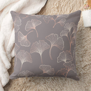 Art Deco Pink Leaf Pattern Cushion