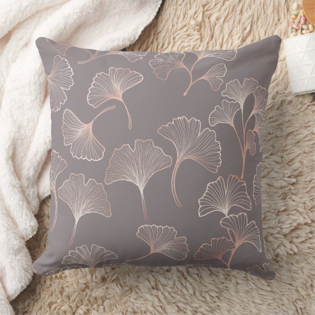 Art Deco Pink Leaf Pattern Cushion (Blanket)