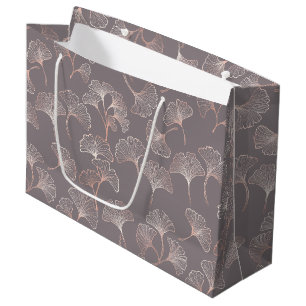 Art Deco Pink Leaf Pattern Large Gift Bag