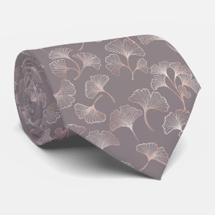 Art Deco Pink Leaf Pattern Tie