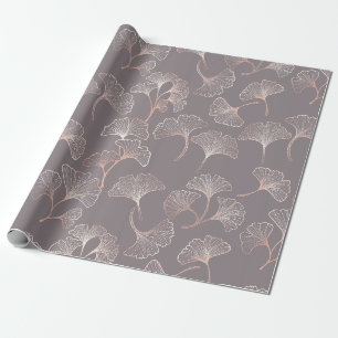 Art Deco Pink Leaf Pattern Wrapping Paper