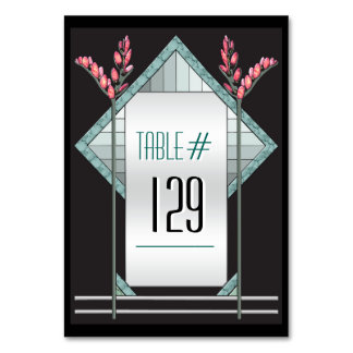 Art Deco Pink Pussy Willow - Personalised Table Number