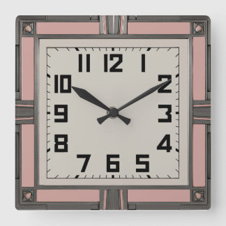 Art Deco Pink Square Wall Clock