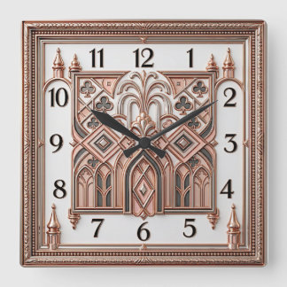 Art Deco Pink Square Wall Clock