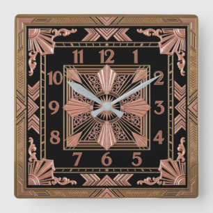 Art Deco Pink Square Wall Clock