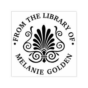 Art Deco Plume Arabesque From the library of Name Self-inking Stamp