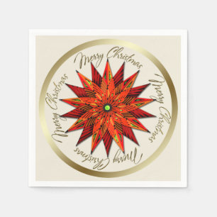 Art Deco Poinsettia Christmas Paper Napkins