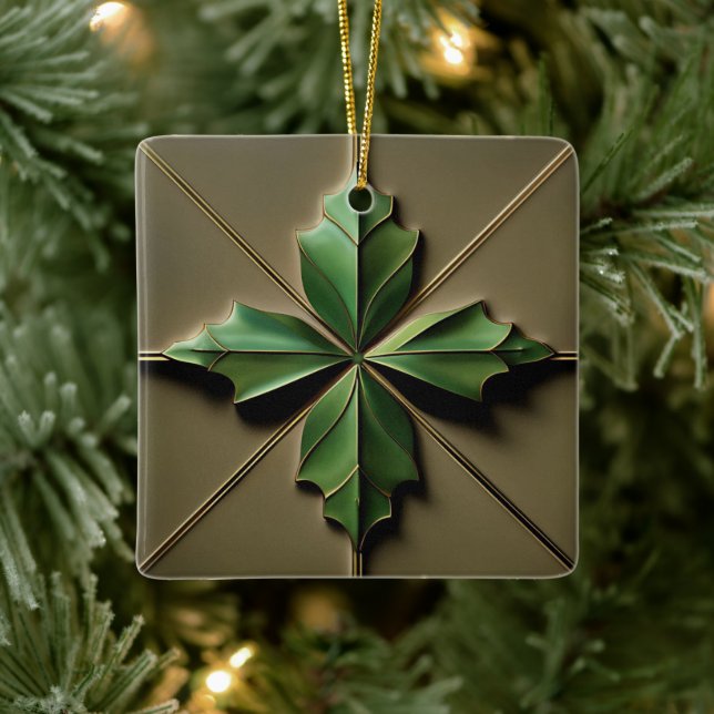 Art Deco Poinsettia Leaf Ceramic Ornament (Tree)