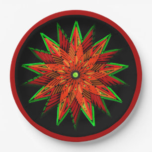 Art Deco Poinsettia WOW Paper Plate