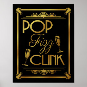 Art Deco POP FIZZ CLINK GOLD colour change B/G Poster