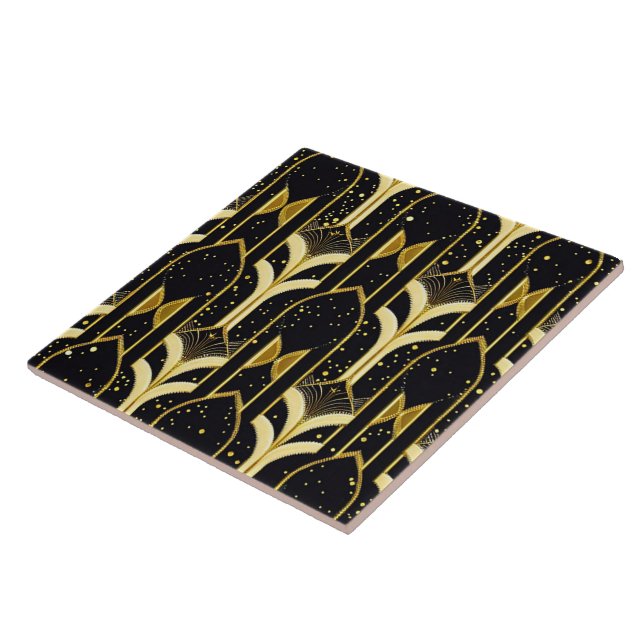 Art Deco Popular Black Gold Collection Tile (Side)