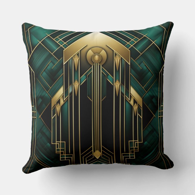 Art Deco Portal - Emerald and Dorion Cushion (Back)