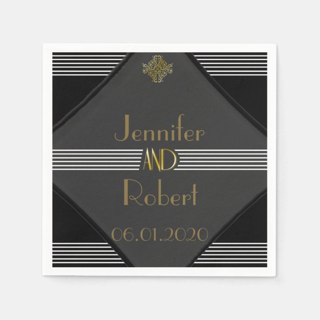 Art Deco Posh Wedding Napkin (Front)