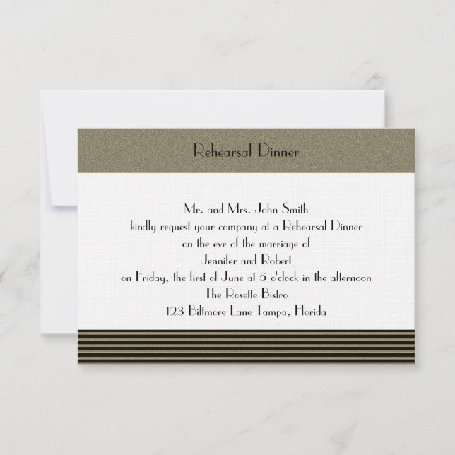 Art Deco Posh Wedding Rehearsal Invitation (Front)