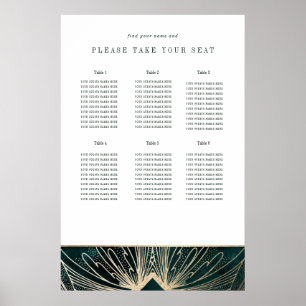 Art deco poster Emerald green and gold