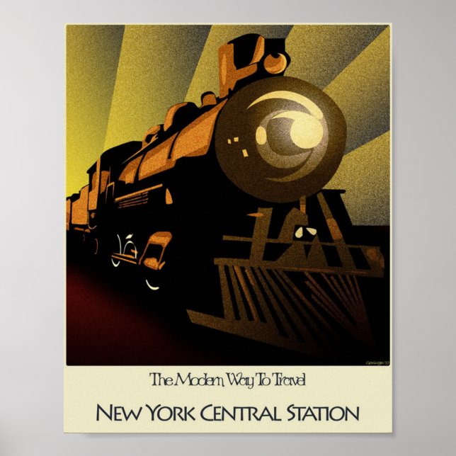 Art Deco Poster Train New York Central Station (Front)