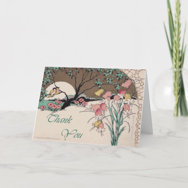 Art Deco Prints Love Birds Thank You Card (Front)