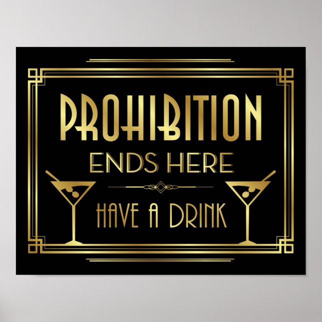 Art Deco PROHIBITION ENDS HERE Sign Print (Front)