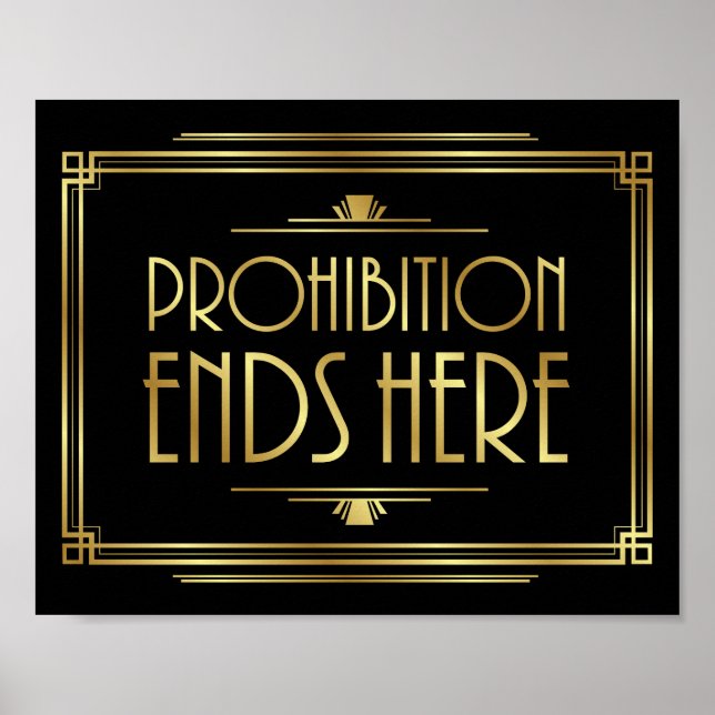 Art Deco PROHIBITION ENDS HERE Sign Print (Front)
